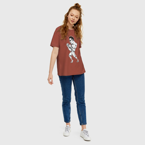 Женская футболка хлопок Oversize Tony Ferguson art, цвет кирпичный - фото 5