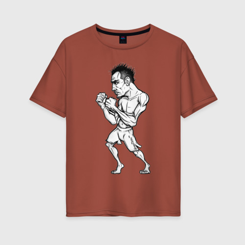 Женская футболка хлопок Oversize Tony Ferguson art, цвет кирпичный