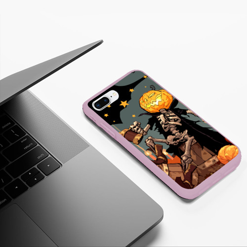 Чехол для iPhone 7Plus/8 Plus матовый Halloween, цвет розовый - фото 5