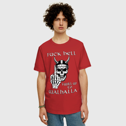 Мужская футболка хлопок Oversize Go to walhalla, цвет красный - фото 3