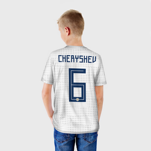 Детская футболка 3D с принтом Черышев away 2018, вид сзади #2