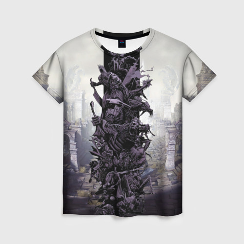 Женская футболка 3D с принтом Dark Souls Boss Collaboration, вид спереди #2