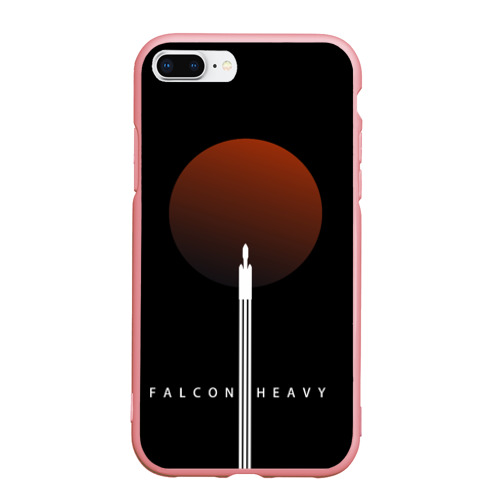 Чехол для iPhone 7Plus/8 Plus матовый с принтом Falcon Heavy, вид спереди #2