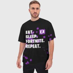 Мужская футболка oversize 3D Eat Sleep Fortnite Repeat - фото 2