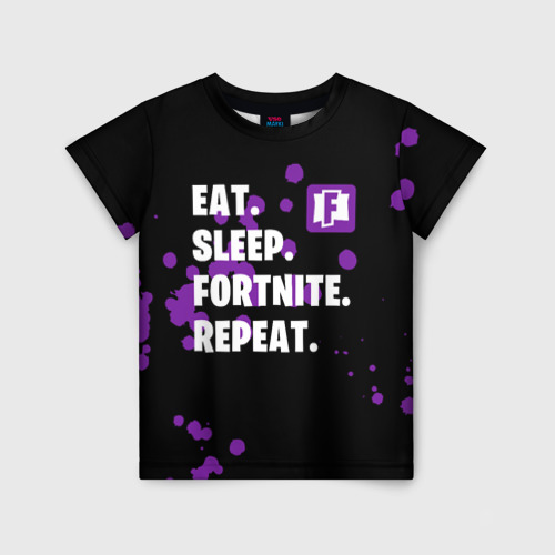 Детская футболка 3D Eat Sleep Fortnite Repeat, цвет 3D печать