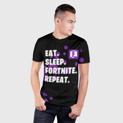 Мужская футболка 3D Slim Eat Sleep Fortnite Repeat - фото 2