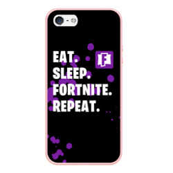 Чехол для iPhone 5/5S матовый Eat Sleep Fortnite Repeat