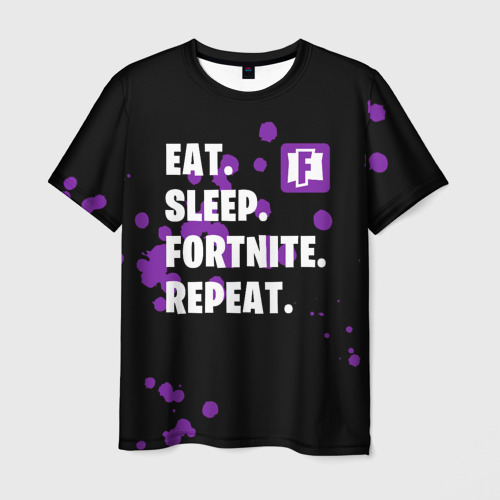 Мужская футболка 3D Eat Sleep Fortnite Repeat, цвет 3D печать