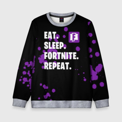 Детский свитшот 3D Eat Sleep Fortnite Repeat