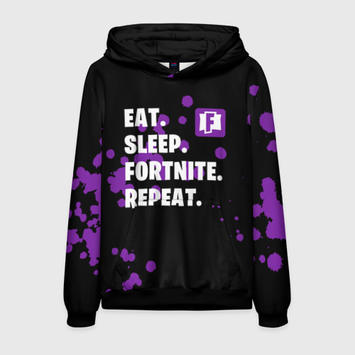 Мужская толстовка 3D Eat Sleep Fortnite Repeat, цвет черный