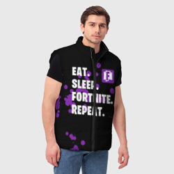 Мужской жилет утепленный 3D Eat Sleep Fortnite Repeat - фото 2