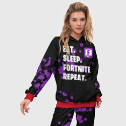 Женский костюм с толстовкой 3D Eat Sleep Fortnite Repeat - фото 2
