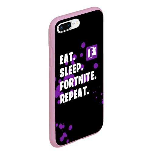 Чехол для iPhone 7Plus/8 Plus матовый Eat Sleep Fortnite Repeat, цвет розовый - фото 3