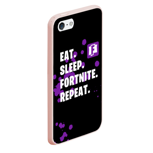 Чехол для iPhone 5/5S матовый Eat Sleep Fortnite Repeat, цвет светло-розовый - фото 3