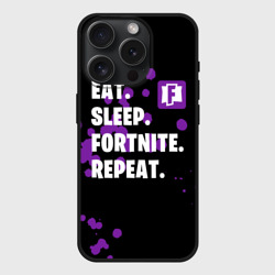Чехол силиконовый для Apple iPhone 15 Pro матовый Eat Sleep Fortnite Repeat