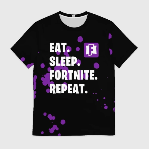 Muzhskaya Futbolka 3d Eat Sleep Fortnite Repeat Kupit V Internet - muzhskaya futbolka 3d