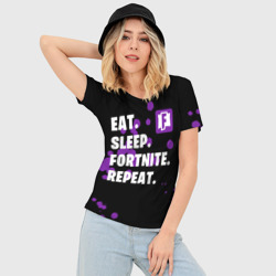 Женская футболка 3D Slim Eat Sleep Fortnite Repeat - фото 2