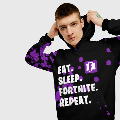 Мужская толстовка 3D Eat Sleep Fortnite Repeat, цвет черный - фото 5