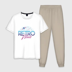 Мужская пижама с белой футболкой хлопок Retrowave Spacetraveling