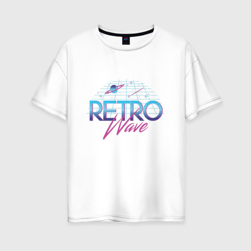 Женская футболка хлопок Oversize Retrowave Spacetraveling, цвет белый