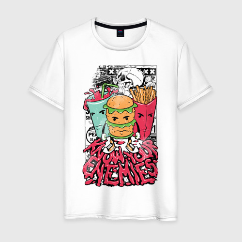 Мужская футболка хлопок Angry Food, цвет белый