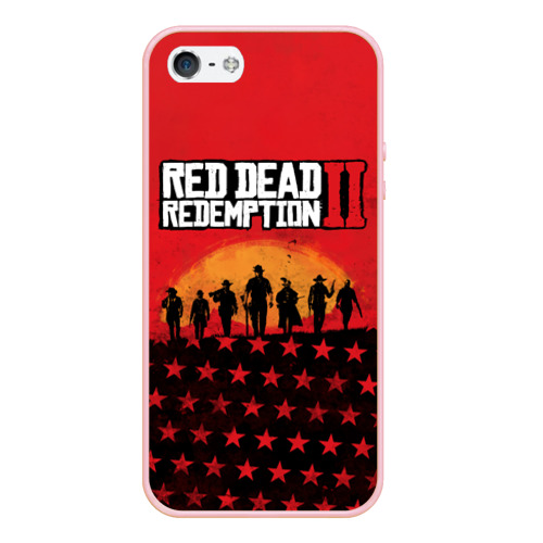 Чехол для iPhone 5/5S матовый Red Dead Redemption 2, цвет светло-розовый