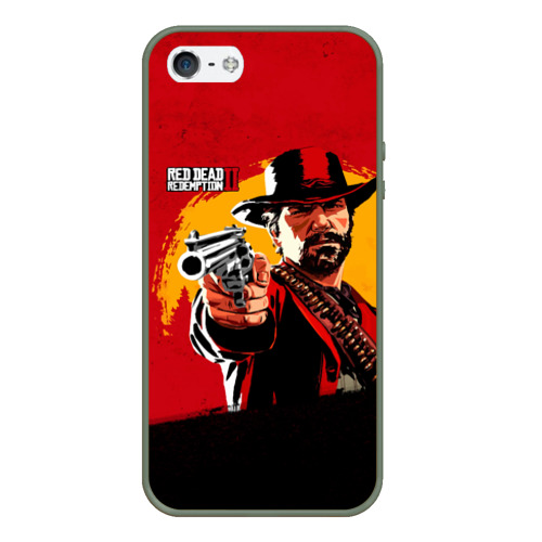 Чехол для iPhone 5/5S матовый Red Dead Redemption 2, цвет темно-зеленый