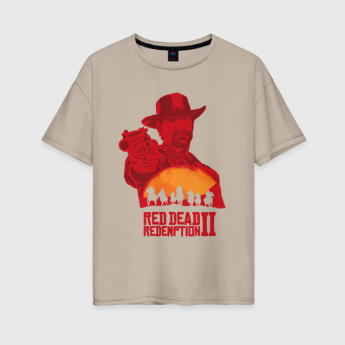 Женская футболка хлопок Oversize Red Dead Redemption 2, цвет миндальный