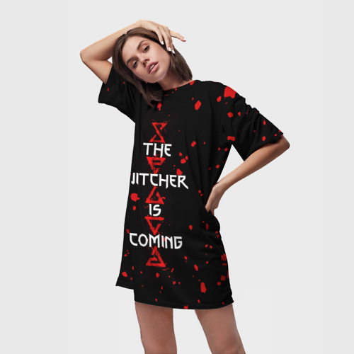 Платье-футболка 3D The Witcher Is Coming, цвет 3D печать - фото 3