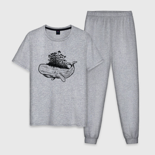 Мужская пижама хлопок с принтом Whale forest, вид спереди #2