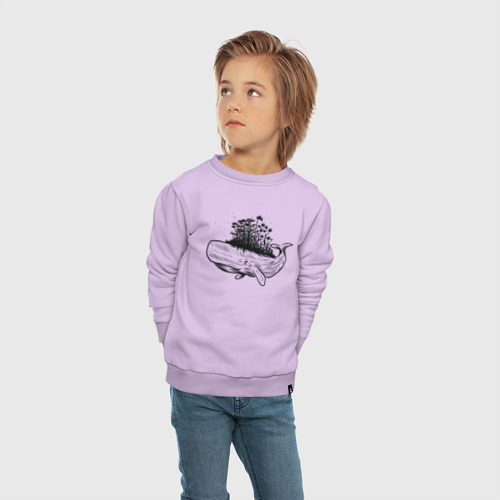 Детский свитшот хлопок Whale forest, цвет лаванда - фото 5