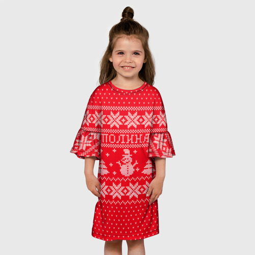 Детское платье 3D Новогодняя Полина, цвет 3D печать - фото 4
