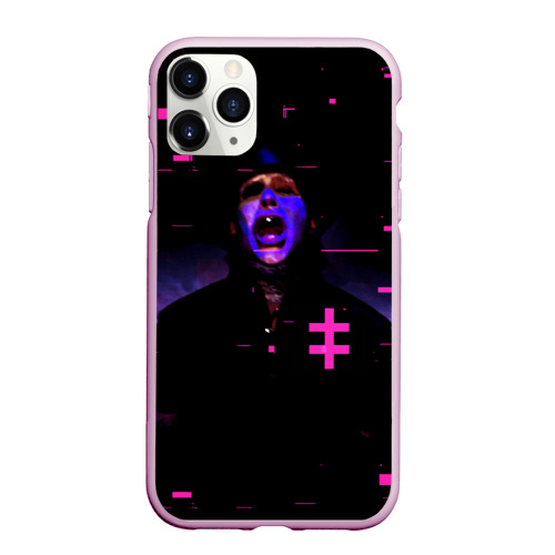 Чехол для iPhone 11 Pro Max матовый Marilyn Manson, цвет розовый