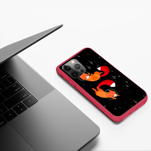 Чехол для iPhone 12 Pro Лисички в Космосе, цвет красный - фото 5