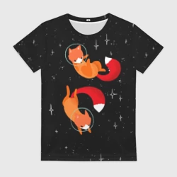 Женская футболка 3D Лисички в Космосе
