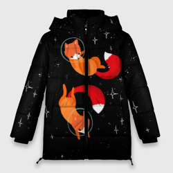 Женская зимняя куртка Oversize Лисички в Космосе
