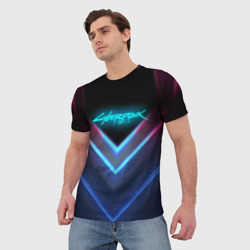 Мужская футболка 3D Cyberpunk 2077 neon неон - фото 2