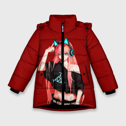 Зимняя куртка для девочек 3D с принтом Anime let's play, вид спереди #2