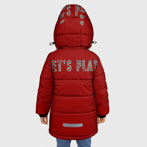Зимняя куртка для девочек 3D с принтом Anime let's play, вид сзади #2