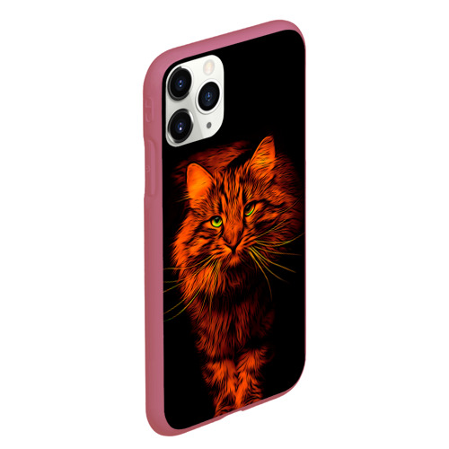 Чехол для iPhone 11 Pro Max матовый Рыжий кот, цвет малиновый - фото 3