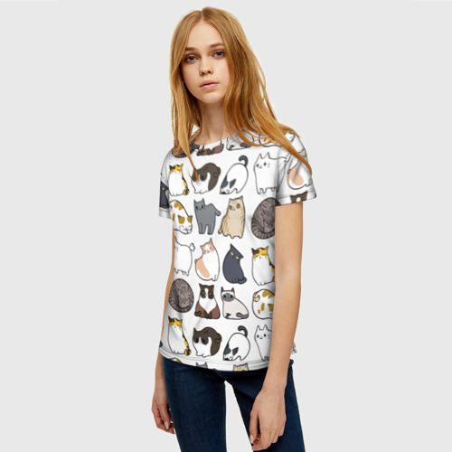 Женская футболка 3D Котики, цвет 3D печать - фото 3