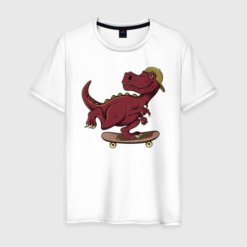 Мужская футболка хлопок Динозавр, цвет белый
