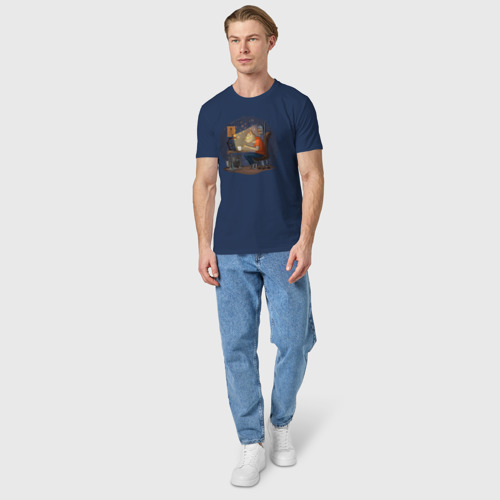 Мужская футболка хлопок IT - кот, цвет темно-синий - фото 5