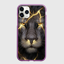 Чехол для iPhone 11 Pro матовый Лев с молнией