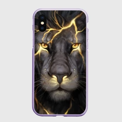 Чехол для iPhone XS Max матовый Лев с молнией