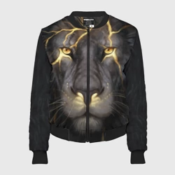Женский бомбер 3D Лев с молнией