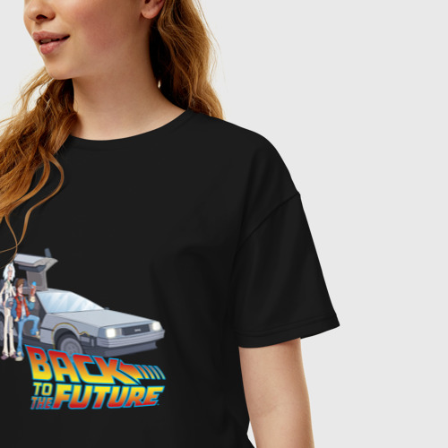 Женская футболка хлопок Oversize Back to the future, цвет черный - фото 3