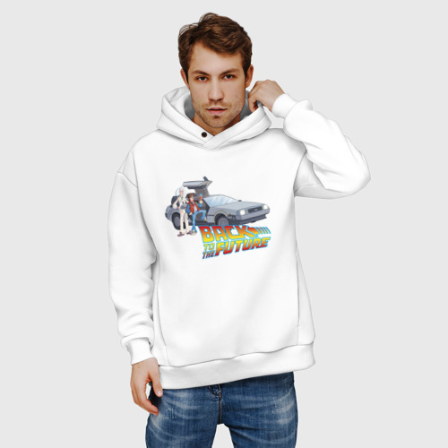 Мужское худи Oversize хлопок Back to the future, цвет белый - фото 3