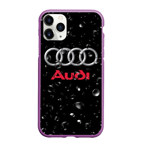 Чехол для iPhone 11 Pro Max матовый с принтом AUDI под Дождём, вид спереди #2