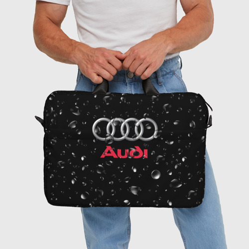 Сумка для ноутбука 3D Audi под Дождём, цвет 3D печать - фото 5